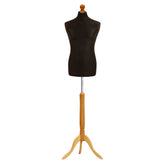 Male Dressmakers Mannequin Black With Lightwood Tripod stand